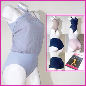 PRE-LOVED 7 PIECE BALLET / DANCE BUNDLE - 3 LEOTARDS, 3 SHORTS, & 1 NEW TIGHTS